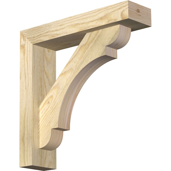 Ekena Millwork Olympic Block Rough Sawn Bracket w/ Offset Brace, Douglas Fir, 4"W x 16"D x 16"H BKT0402X16X16OLY05RDF - main